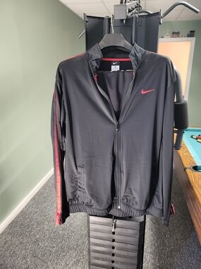 Nike Men’s Black Jacket with Red Accent Swoosh